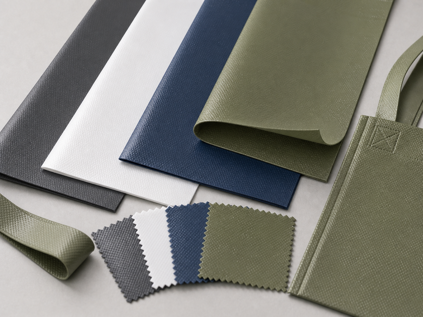 Laminated non-woven fabric samples for reusable shopping bags